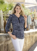 Shirt-Tunika mit Lederimitat-Besatz 