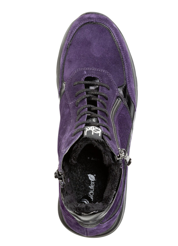 Waldläufer Schnür-Bootie mit Besätzen aus Lackleder LILA