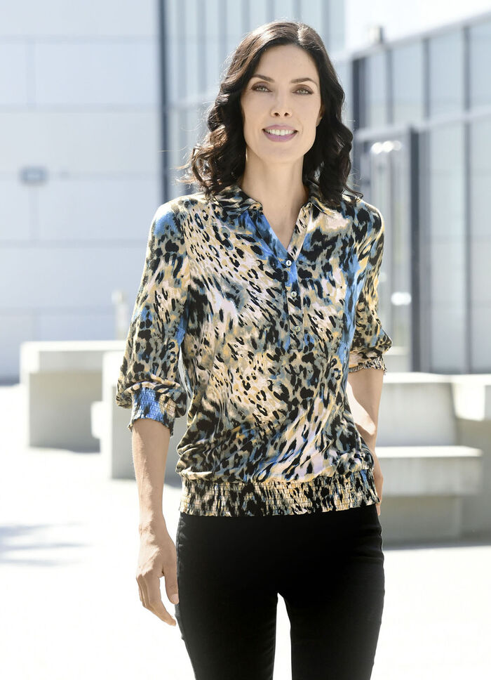 Shirt-Tunika mit gesmokten Armabschlüssen 