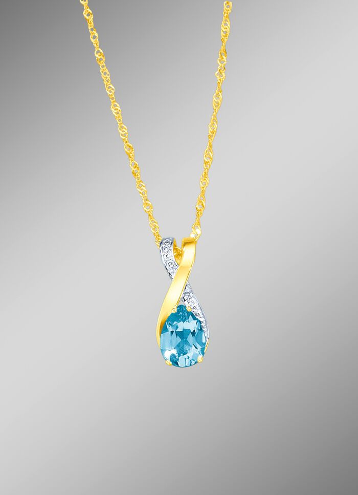 Anh&auml;nger mit Brillanten und echt Blautopas 