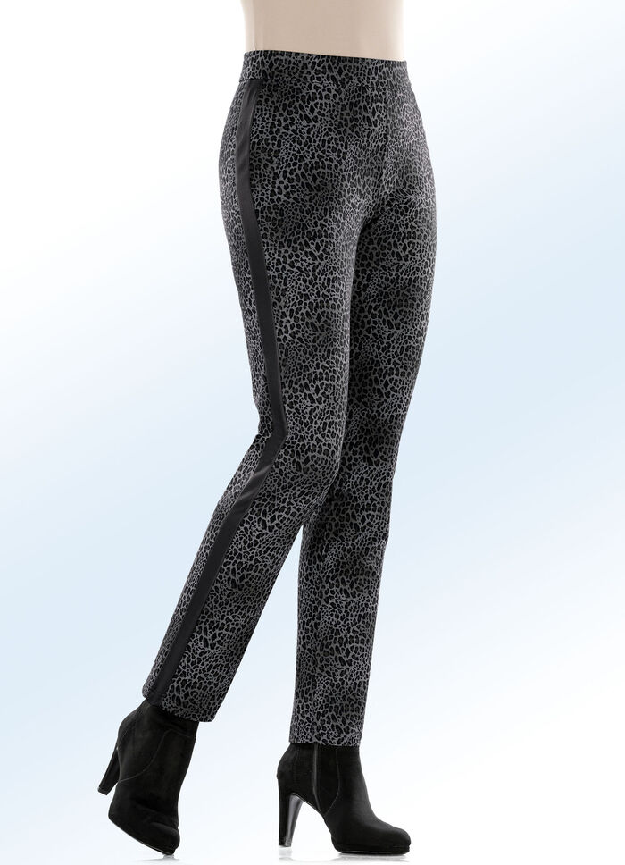 Hose in aktueller Leo-Dessinierung GRAU-SCHWARZ