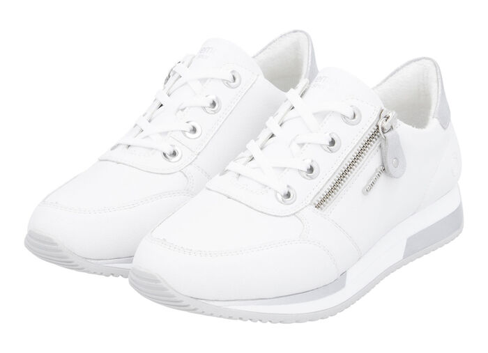 Remonte Schnür-Sneaker mit silberfarben schimmerndem Kontrast-Besatz WEISS