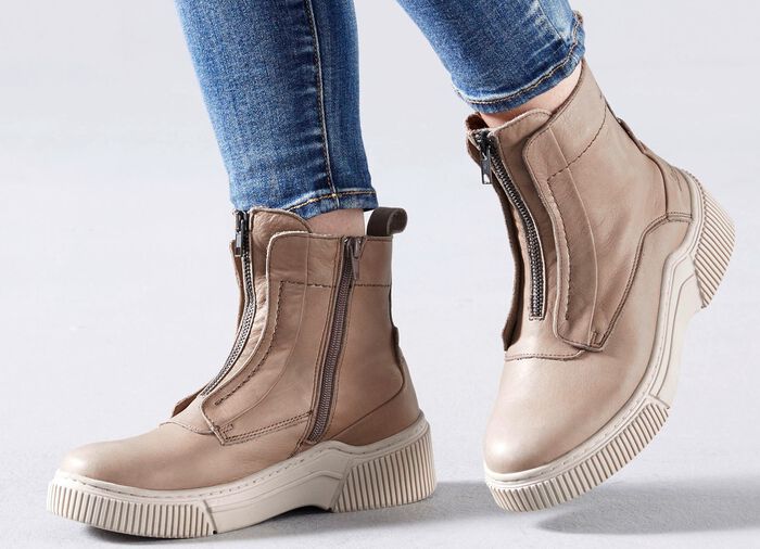 Libelle Bootie aus Nappaleder mit Zier-Rei&szlig;verschluss TAUPE