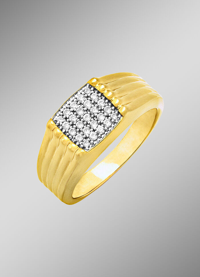 Eleganter Herrenring mit synth. Zirkonia 