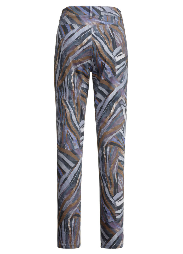 Hose mit r&uuml;ckw&auml;rtigen Dehnbundeins&auml;tzen JEANSBLAU-SCHOKO-AUBERGINE