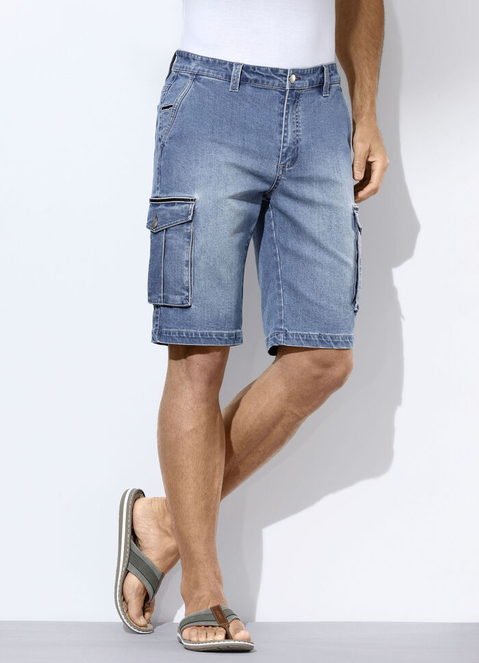 Jeans-Bermudas mit Cargotaschen JEANSBLAU