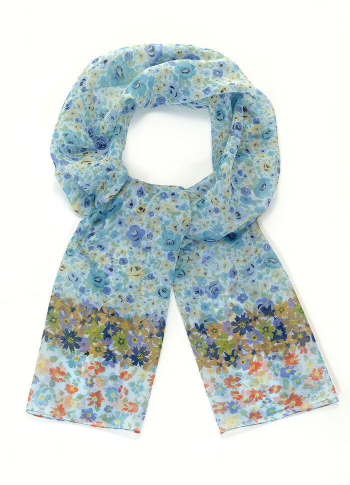 Schal mit Fantasiebl&uuml;ten-Dessin 