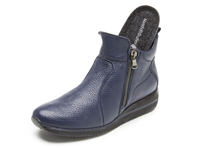 Waldl&auml;ufer, bequeme Damen-Stiefeletten, Weite H, aus Hirschleder MARINE