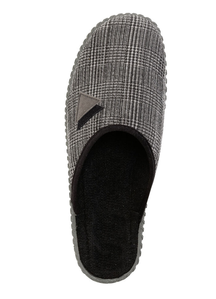 Textil-Pantoffel mit anatomisch geformtem Fußbett GRAU-SCHWARZ