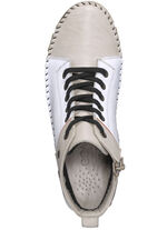 Gemini Mokassin-Schn&uuml;r-Bootie mit Knitter-Struktur KIESEL-WEISS