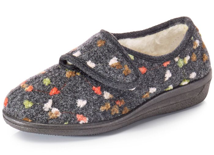 Hausschuh mit anatomisch geformtem Fu&szlig;bett GRAU-BUNT