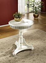 Beistelltisch mit umlaufender Verzierung WEISS-GOLD