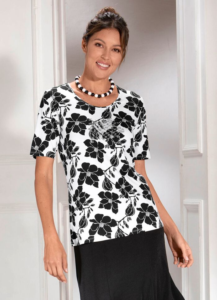 Shirt mit Pl&auml;ttchenzier im Vorderteil 