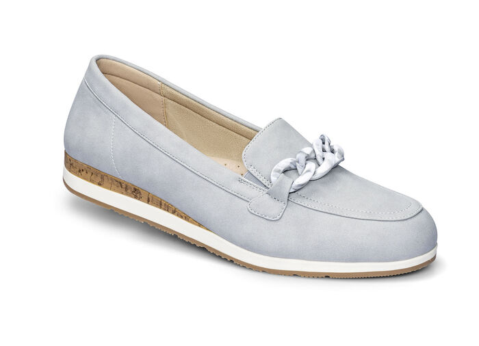 Bequemer Slipper in  Veloursleder-Optik BLAUGRAU