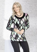 Ausdruckvolles Longshirt mit schwarzer Blende 