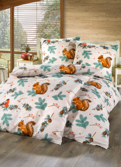 Biber Bettwäsche-Garnitur aus 100% Baumwolle 