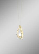 Stilvoller Anhänger mit Süßwasser-Zuchtperle und synth. Zirkonia 