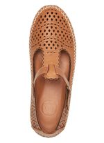 ELENA EDEN, sommerliche Damen-Slipper, Weite H, mit Klettverschluss COGNAC