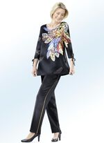 Hose mit trendiger Kontrastpaspel SCHWARZ-MESSING