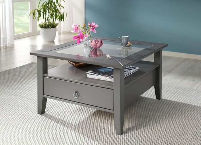 Couchtisch aus massivem Kiefernholz GRAU