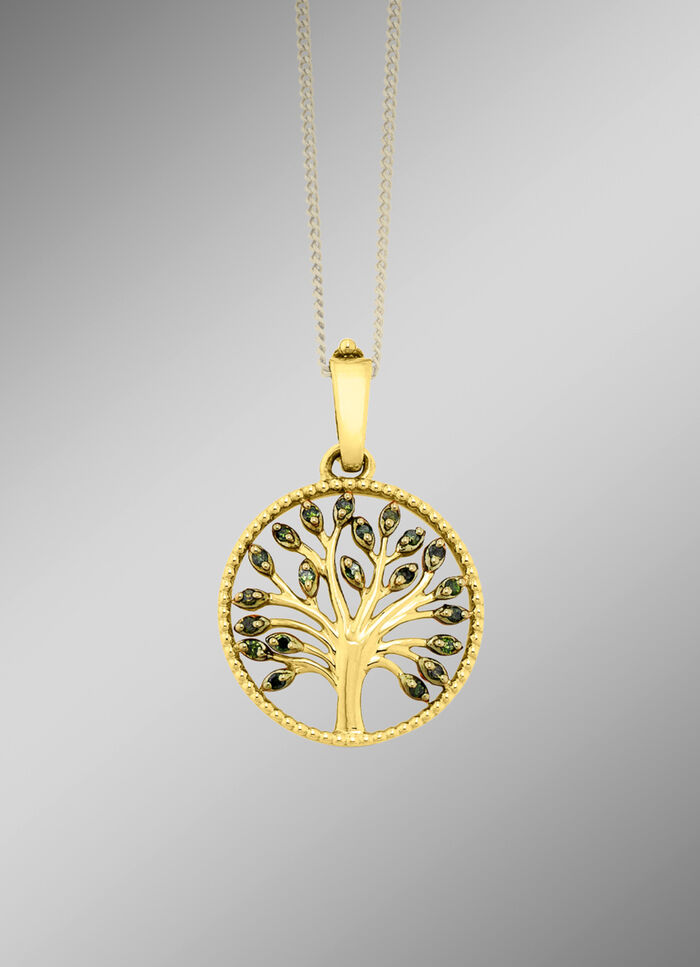 Lebensbaum-Anh&auml;nger mit Diamanten 