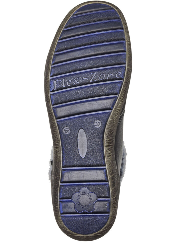 ELENA EDEN Bootie mit grauem Pl&uuml;schkragen SCHWARZ-GRAU