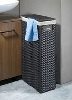 W&auml;schekorb mit Polyrattan-Geflecht SCHWARZ