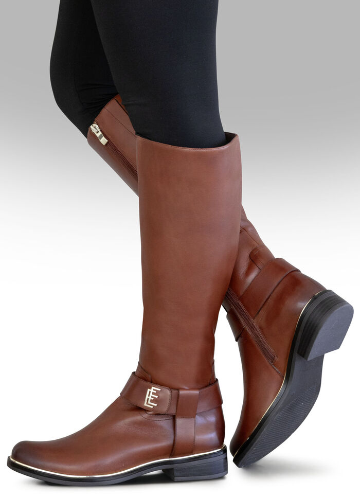 ELENA EDEN, trendige Damen-Stiefel, Winterschuhe, Weite G, mit Reißverschluss COGNAC