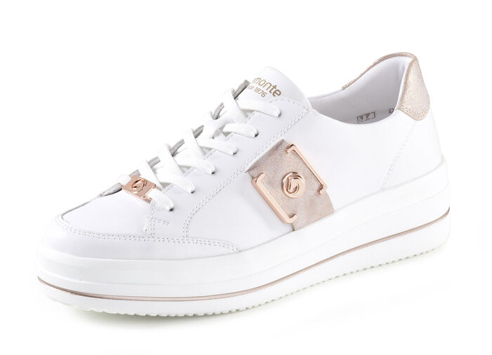 Remonte Sneaker mit Metallic-Bes&auml;tzen WEISS-ROS&Eacute;GOLD