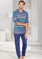 Schlafanzug mit V-Ausschnitt und garngefärbtem Ringel 