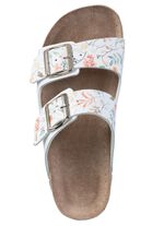 ELENA EDEN Pantolette aus teilweise floral bedrucktem Synthetik WEISS-BUNT