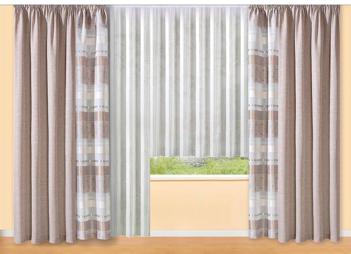 &Uuml;bergardinen-Garnitur in Leinen-Optik 