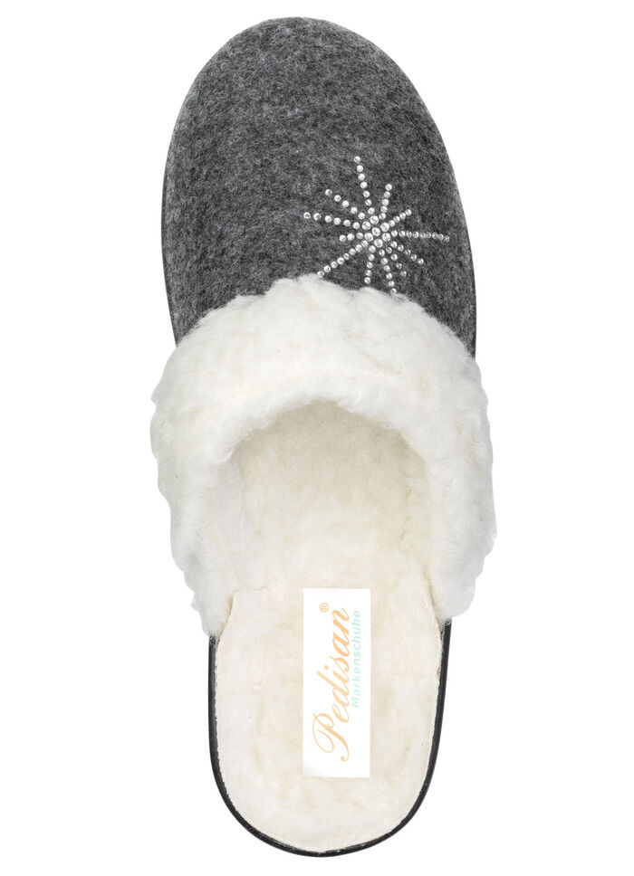 Gefütterte Damen-Hausschuhe, mit Schurwolle ANTHRAZIT