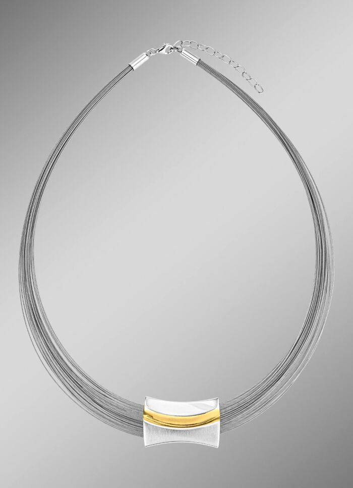 Moderne Garnitur in Bicolor aus Silber 925/- fein und Stahl 