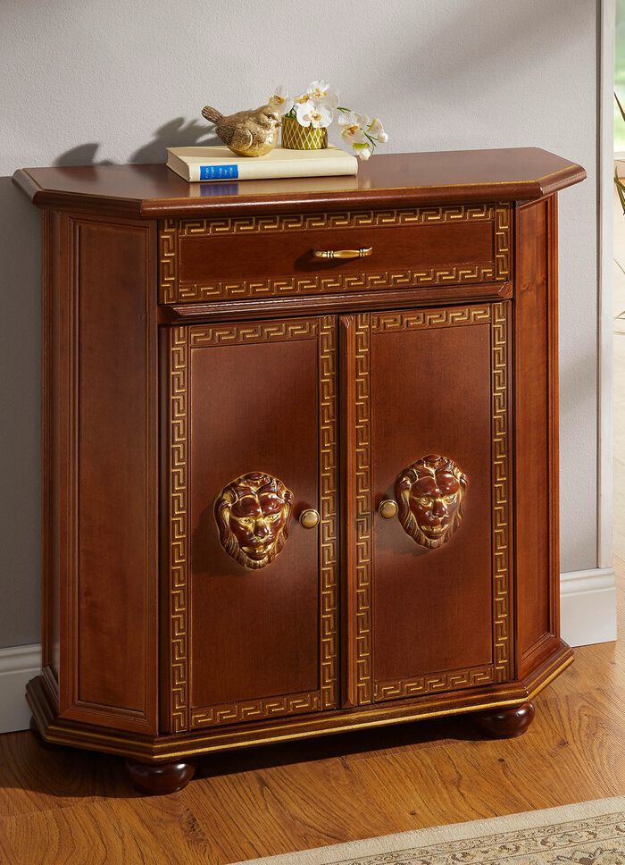 Hochwertiges M&ouml;belprogramm mit Verzierungen NUSSBAUM-GOLD