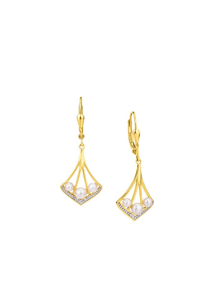 Ohrringe mit Zirkonia und S&uuml;&szlig;wasser-Zuchtperlen 