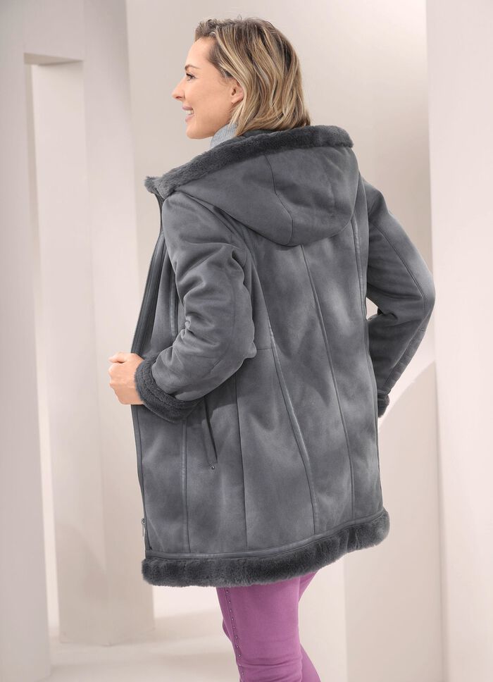Jacke aus Veloursleder-Imitat 
