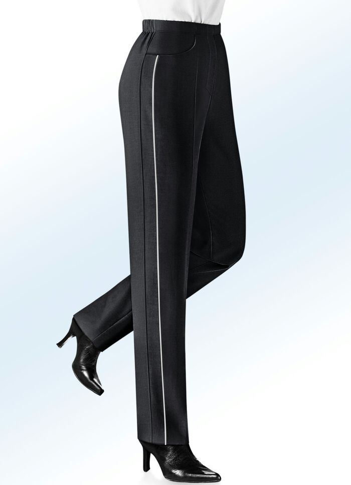 Hose mit kontrasfarbener Zierpaspel 