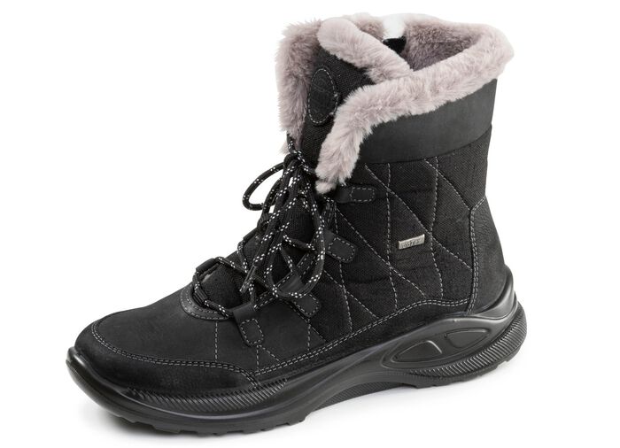 Gef&uuml;tterte Damen-Boots, Winterschuhe, Weite H, mit Rei&szlig;verschluss SCHWARZ