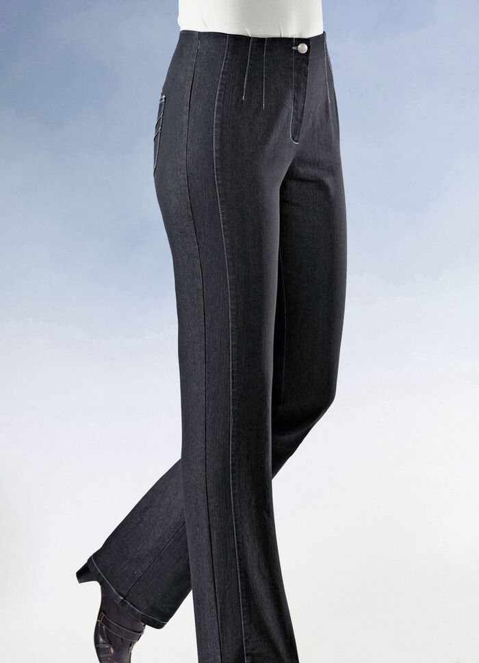 Jeans mit figurg&uuml;nstiger Teilungsnaht  SCHWARZ