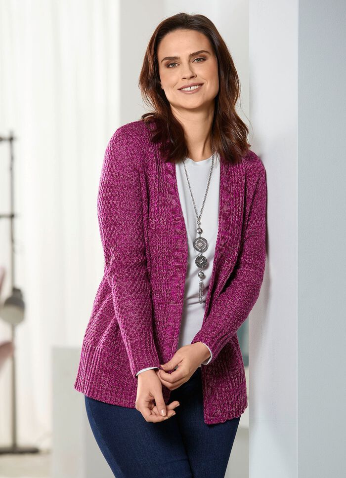 Strickjacke aus Melangegarn BEERE MELIERT