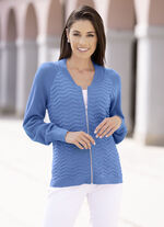 Strickjacke mit Cloqu&eacute;struktur AZURBLAU