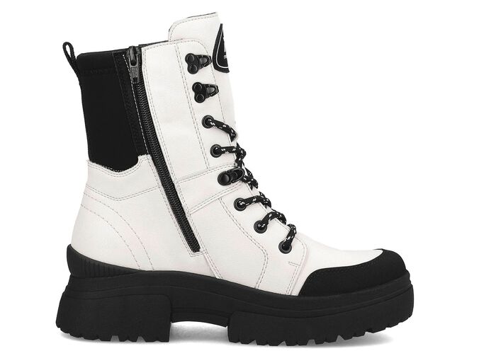 Rieker Stiefelette aus Nappaleder CREMEWEISS-SCHWARZ