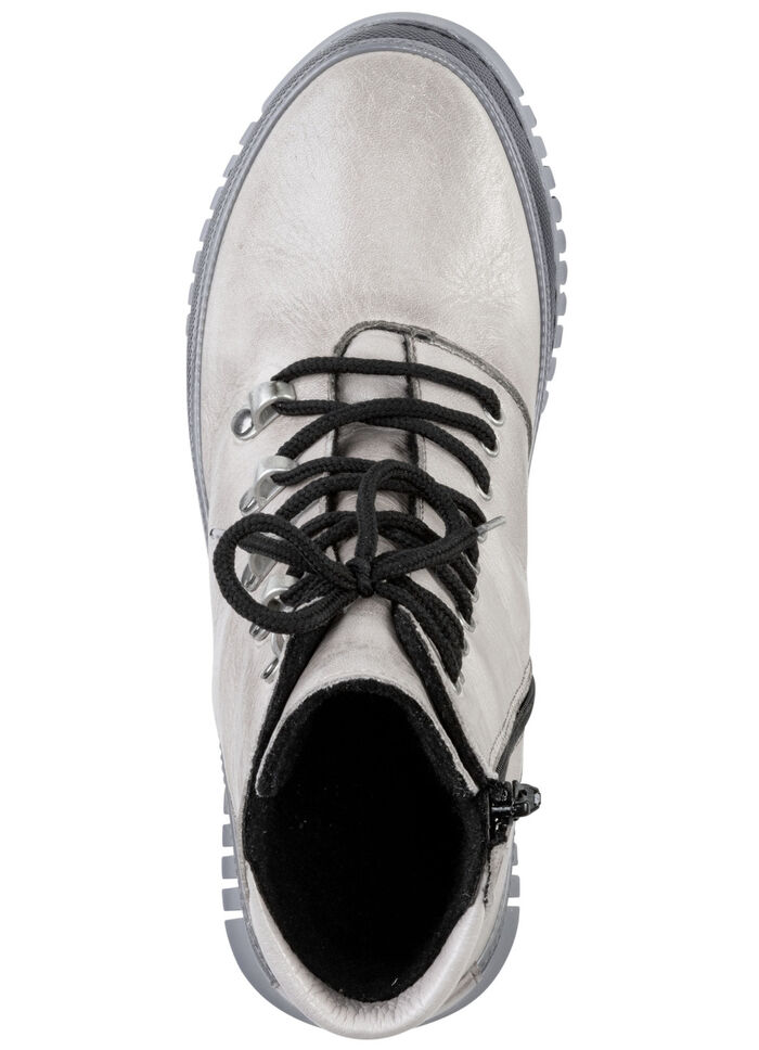 Gemini Schn&uuml;r-Bootie aus weichem Rind-Nappaleder KIESEL