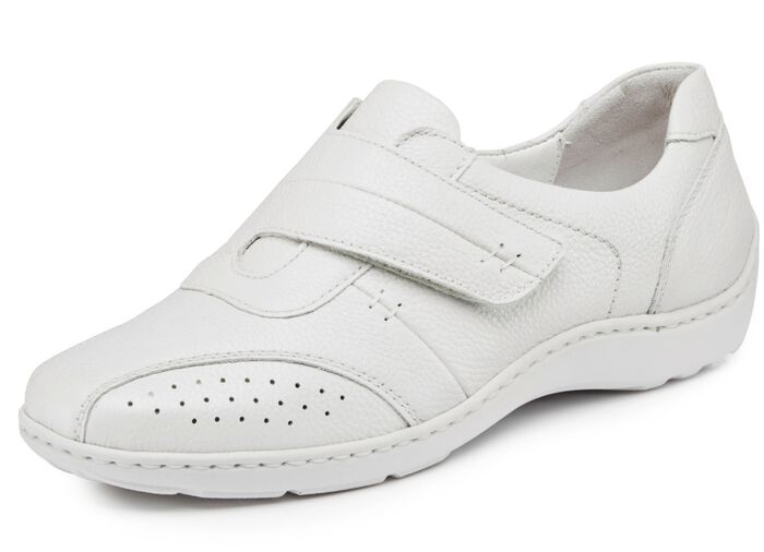 Waldl&auml;ufer, bequeme Damen-Slipper, Weite H, mit herausnehmbarem Fu&szlig;bett NATURWEISS