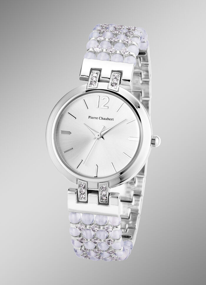 Pierre Chaubert-Quartz-Damenuhr mit Metallgehäuse und Metallband 