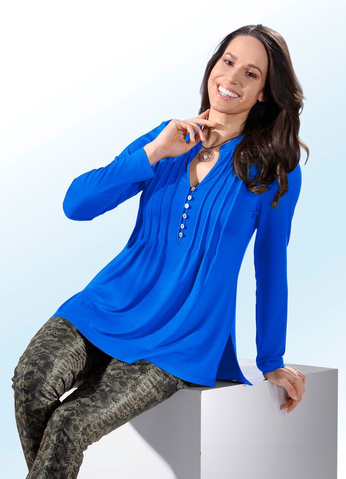 Shirt-Tunika mit Schmuckknopfleiste ROYALBLAU