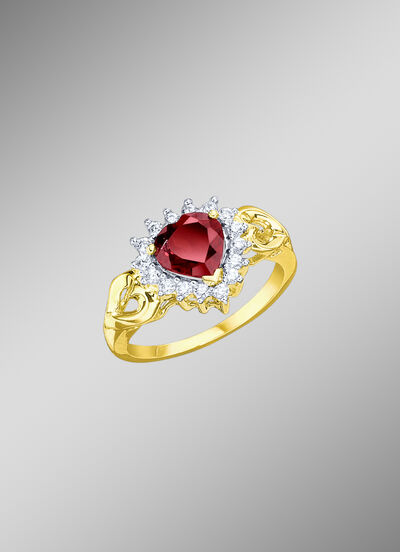 Damenring mit Granat und Weißtopas 