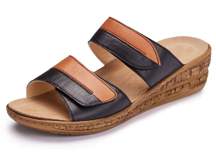 Gemini Pantolette aus Rind-Nappaleder SCHWARZ-COGNAC