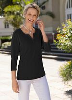 Shirt mit rundem Halsausschnitt in 3 Farben SCHWARZ